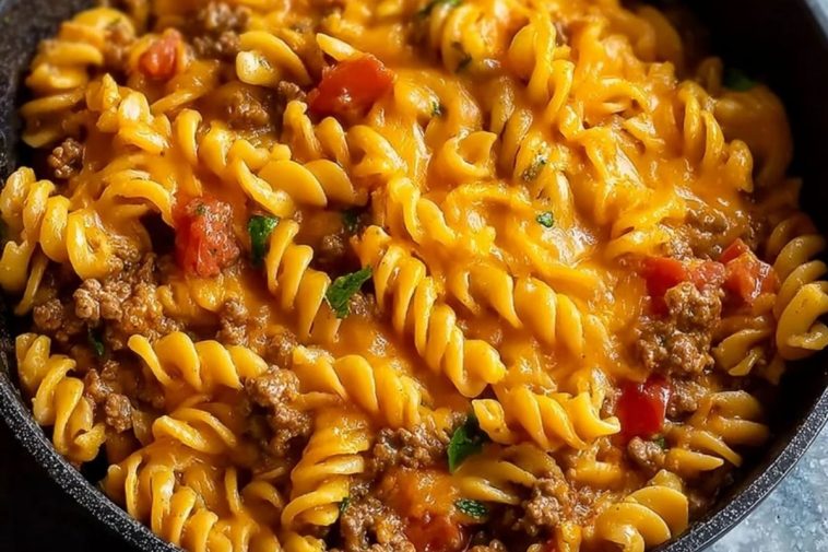 One-Pot Cheesy Taco Pasta Skillet