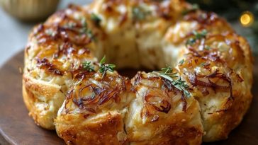 Caramelized Onion & Gruyère Stuffed Bread Wreath