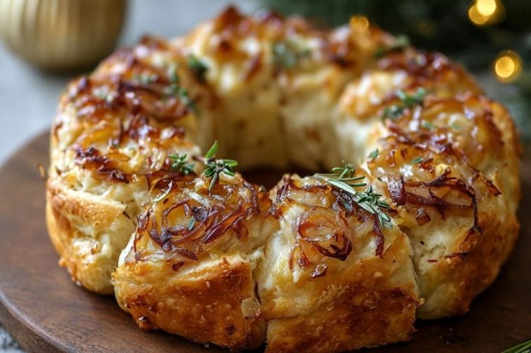 Caramelized Onion & Gruyère Stuffed Bread Wreath