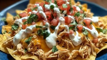 Creamy Crockpot Chicken Nachos