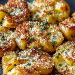 Crispy Garlic Butter Parmesan Smashed Potatoes