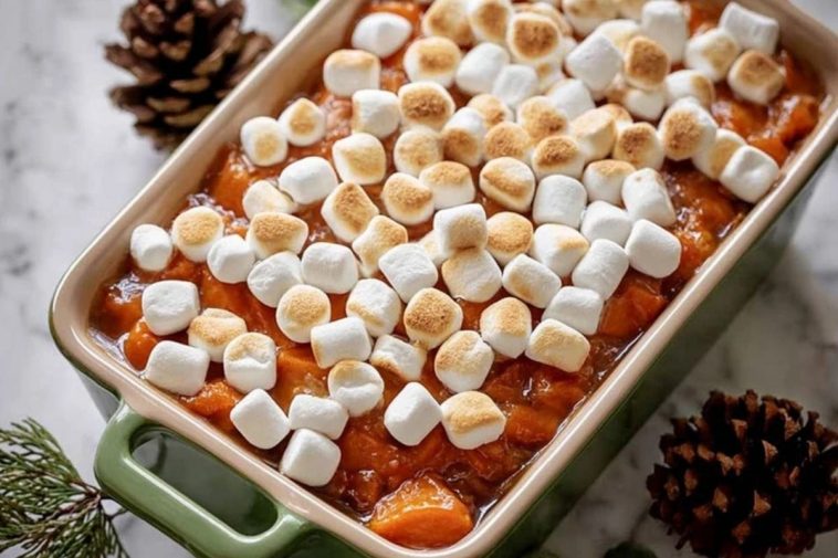 Glazed Candied Sweet Potatoes With Marshmallows