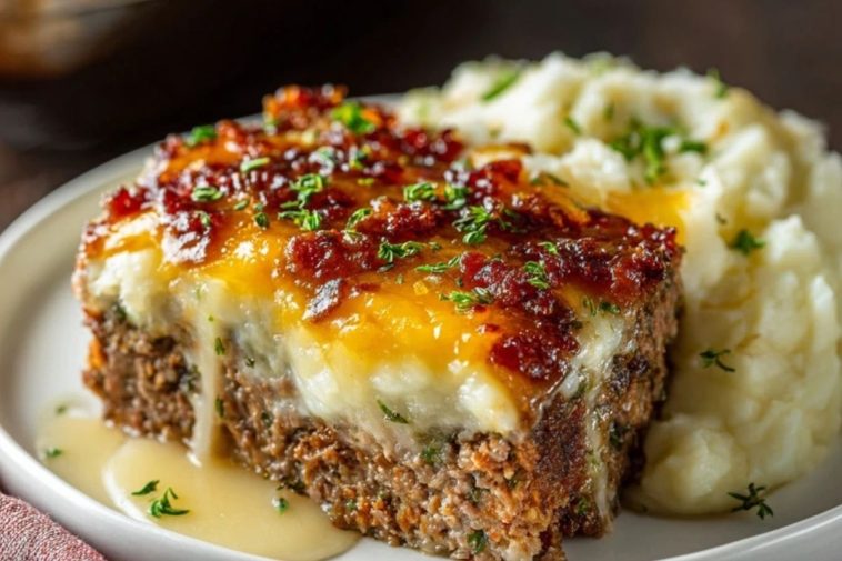 Meatloaf with Mashed Potatoes and Cheese