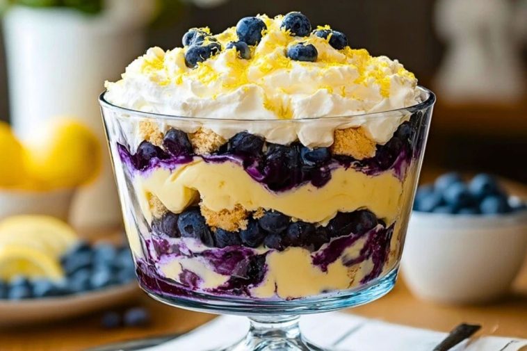 Easy Lemon Blueberry Cheesecake Trifle