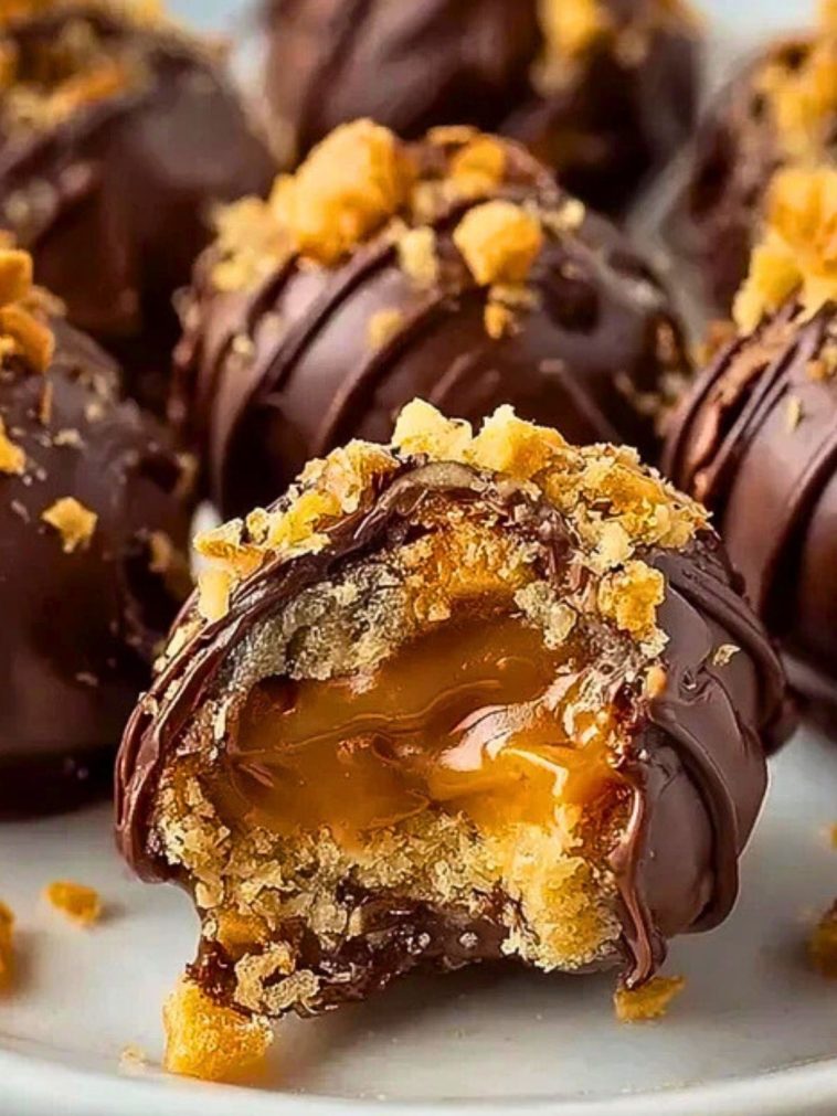 No Bake Caramel Crunch Butterfinger Truffles
