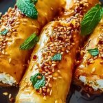 Oven Fried Feta Rolls with Chili Honey