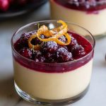 Eggnog Panna Cotta with Spiked Cranberry Sauce