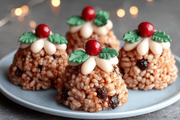 No-Bake Rice Krispie Christmas Puddings