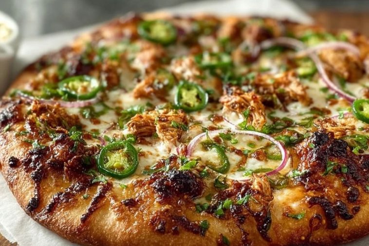 Spicy Chicken and Pickled Jalapeno Pizza