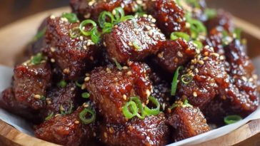 Sweet and Sticky Steak Bites