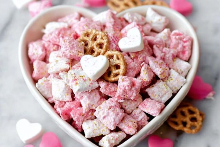Valentine's Strawberry Cheesecake Puppy Chow