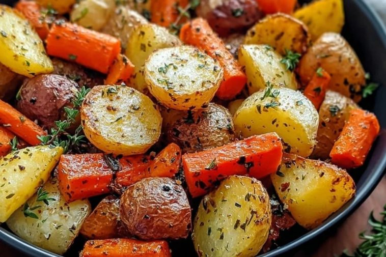 Garlic Herb Roasted Potatoes Carrots and Zucchini