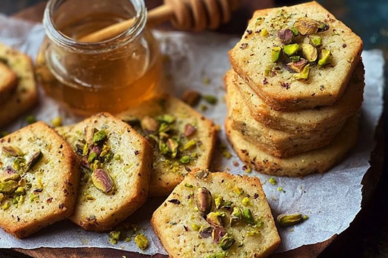Salty Smoked Pistachio and Honey Shortbread Cookies