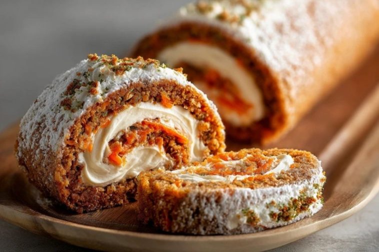 Carrot Cake Roll with Cream Cheese Frosting Filling