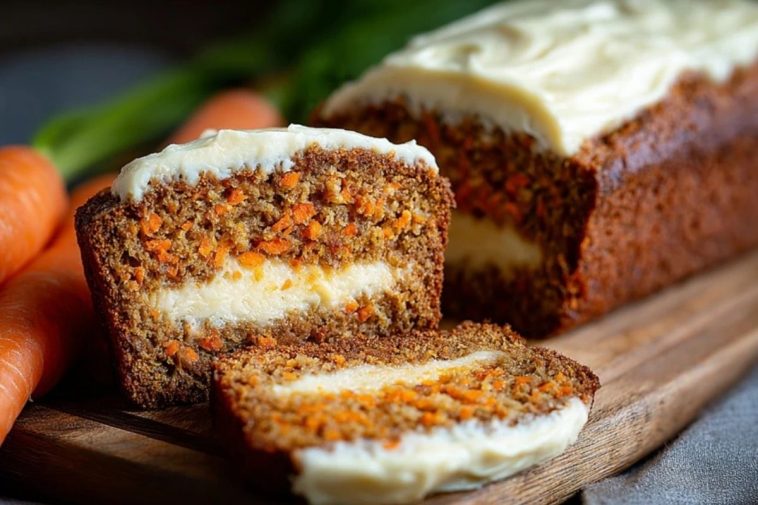 Cream Cheese Filled Carrot Cake Loaf