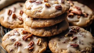 Frosted Butter Pecan Cookies