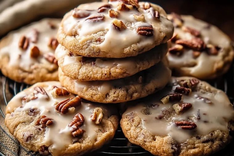 Frosted Butter Pecan Cookies