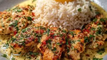 Chicken Scampi with Garlic Parmesan Rice
