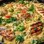 Mediterranean Creamy Chicken Orzo