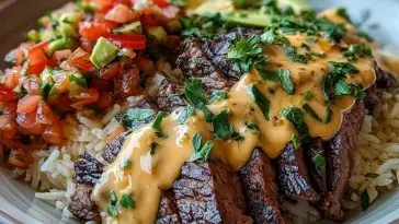 Steak and Queso with Rice