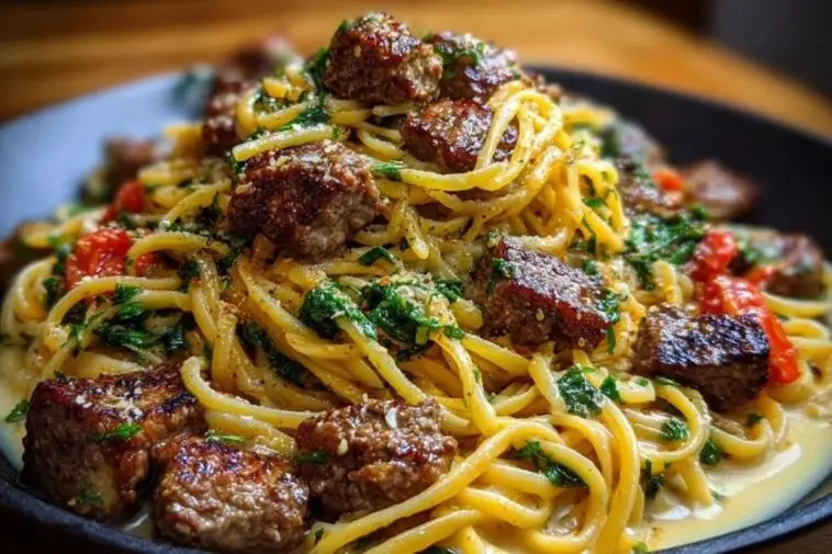 Savory Beef Linguine with Velvety Garlic Butter Sauce