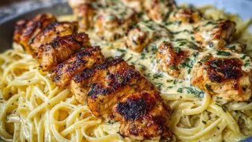 Cajun Garlic Butter Chicken Linguine in Creamy Parmesan Sauce