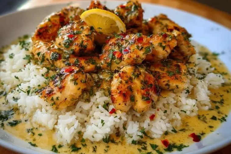 Chicken Scampi with Creamy Garlic Parmesan Rice