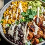 Chipotle Chicken Bowl with Black Beans, Corn, & Creamy Sauce