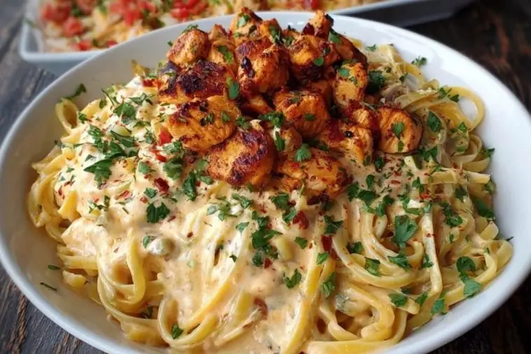 Creamy Cajun Chicken Linguine with Spicy Garlic Cheese Sauce