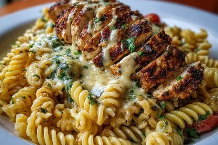Creamy Cajun Chicken Rotini with Garlic Mozzarella Sauce