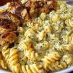Creamy Garlic Butter Chicken and Rotini in Parmesan Sauce