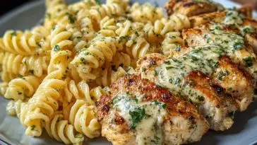 Creamy Garlic Parmesan Chicken and Cheesy Twisted Pasta