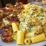 Creamy Garlic Parmesan Chicken with Cheesy Penne Pasta
