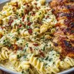 Creamy Garlic Parmesan Chicken with Cheesy Twisted Pasta