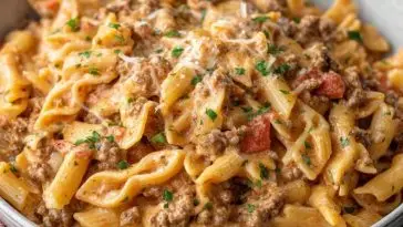 Creamy Rotel Pasta & Ground Beef