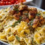 Easy Creamy Velveeta Chicken Bowtie Pasta with Garlic Mozzarella Sauce