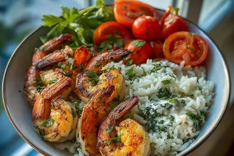 Garlic Butter Shrimp Bowl with Creamy Herb Rice