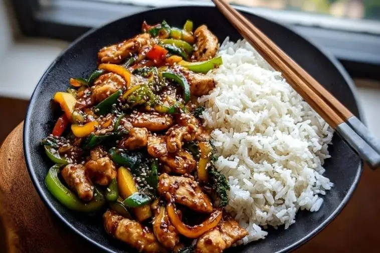 Garlic Chicken Stir-Fry with Rice