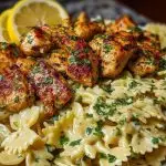 Lemon Garlic Chicken with Creamy Bowtie Pasta