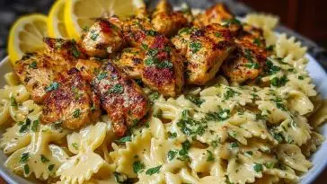 Lemon Garlic Chicken with Creamy Bowtie Pasta