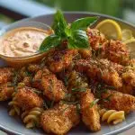 Lemon Pepper Chicken Bites & Roasted Red Pepper Cajun Alfredo Twists