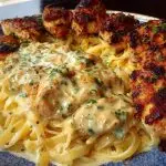 Spicy Cheesy Garlic Butter Chicken with Linguine in Four-Cheese Sauce