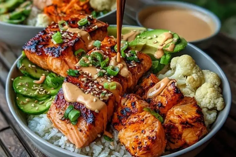 Sriracha Honey Salmon Bowls