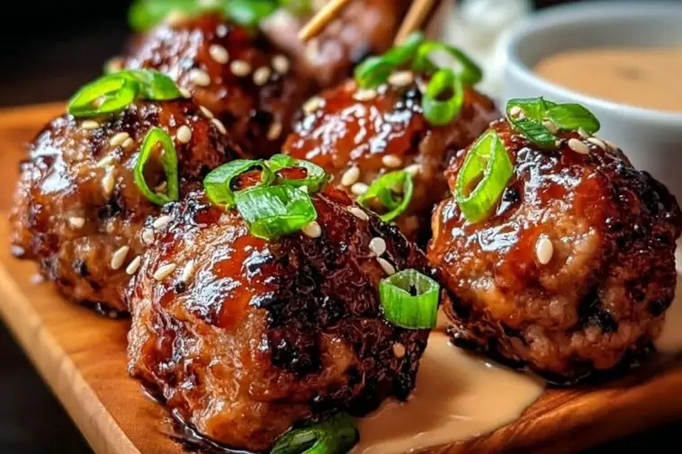 Sticky Korean BBQ Meatballs with Gochujang Glaze