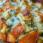 Cheesy Spinach and Artichoke Pull-Apart Sourdough Bread