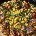 Chicken and Corn Skillet with Garlic Parmesan Rice