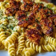 Creamy Parmesan Rotini with Cajun Garlic Butter Chicken