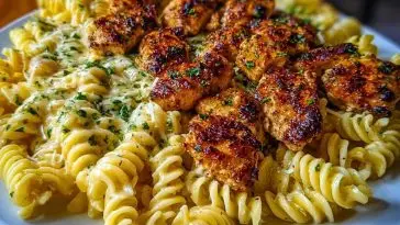 Creamy Parmesan Rotini with Cajun Garlic Butter Chicken