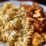 Creamy Velveeta Chicken Rotini Pasta with Mozzarella Garlic Cheese Sauce