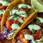 Easy Shrimp Tacos with Homemade Avocado Crema